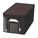 ドウシシャ フタ付収納ボックス2655 クローゼット用 窓つき 幅26×奥行55cm ブラウン 【shimauシリーズ】 SM2655C-BR