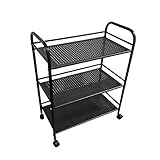 Zhi lian＆ 3層金属錬鉄製カート収納ラックブラックホワイト大容量ベルトプーリー多機能サービスカートレストランカート60×32×75センチ (色 : ブラック)