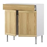 IKEA(イケア) FAKTUM ティダホルム オーク 80x37 cm 59833580 ベースキャビネット/ 棚板/引き出し/扉2枚付、ティダホルム オーク