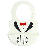 Simple Plan Simple Plan ベビー　子供　お食事用　紳士　 ガールズ　シリコンビブ　ソフトスタイ　油が落ちる　防水　洗える　エプロン　かわいいネックレス　ネクタイ (ホワイト)