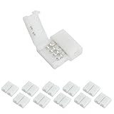 LightWill LEDテープライトコネクタ SMD5050 4ピン RGB 10mm幅LEDストリップライトコネクタ、LEDテープ装飾直角スナップコネクタ、LEDストリップコーナージャンパー、LE