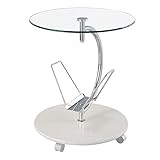 サイドテーブル ナイトテーブル ベッドサイドテーブル ソファーサイド ガラス キャスター ホワイト