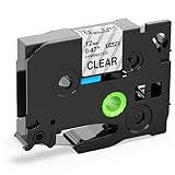 Aitepu 1本 12mm 透明地黒文字 Pタッチテープ TZe-131 TZ 131 ラミネート PTラベルライター TZEテープ ラベルテープ