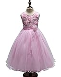 WIN 子供ドレス トリプルリ 子どもドレス 　お嬢様 　ドレス　フォーマル ピアノ 発表会 結婚式 入園式 演奏会 プリンセスドレス 女の子 女児 ガールズ ノースリーブ (110CM, ピンク)