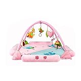 ベビージム　プレイマット デラックスジム 知育おもちゃ　インテリア ベビー マタニティ　9個おもちゃが付き　 (ピンク)