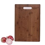 Win Dynasty Large天然有機竹カッティングボードwith Drip溝&ハンドグリップ-- Thicker &抗菌
