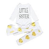 (プタス)Putars ベビー服 子供服 上下セット ロンパース 女の子 英字柄 LITTLE SISTER 可愛い 秋 冬 新生児 歩行服 出産お祝い 記念日 プレゼント 0-18ヶ月