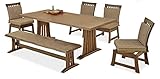 和風モダン 2色対応 6人掛け用 ダイニング6点セット テーブル チェア ベンチ (ライトブラウン)