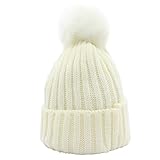 Hollazilla ベビー 可愛い ニット帽子 毛糸 ハット 防寒 冬 毛玉付き