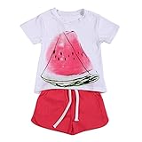 Domybest子供服　女の子　セットアップ キッズ服　キッズTシャツ 半袖Tシャツ+ショートパンツ　上下 2点セット スイカプリント 赤ちゃん　キッズ　ガールズ　カジュアル　お出かけ　普段着 春　夏