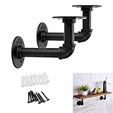 Sumnacon 2本セット 棚受け 金具 アンティーク 工業風 アイアン 木の板 ブラケット 棚 支え L型 ネジ入り 15*10cm (ブラック)