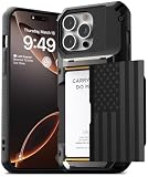 VRS DESIGN Damda Glide Proカードホルダーケース、iPhone 16 Pro Max(2024)用、頑丈なセミオートカードスロットウォレット[カード4枚]ケース iPhone 16 Pro Max(2024)用にデザインされたリバティブラック