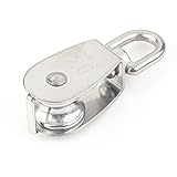 滑車　ステンレス製品 　リフティング、 クレーン用　ローププーリー　 単滑車　　車径25mm　総長85mm　使用ロープΦ15mm　M25　シルバー