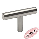 Cosmas 404snサテンニッケルソリッドスチールConstruction 3 / 8インチスリムラインユーロスタイルキャビネットハードウェアt-knob – 2 "全体的な長 – 10パック