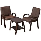 アビライト 大川家具 広縁・縁側 背部 リクライニング式 テーブル・チェア3点セット ブラウン SKT-0058