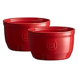 (Burgundy) - Emile Henry Made in France 250ml Ramekin (Set of 2), 10cm by 5.1cm 1.5m, Burgundy Red