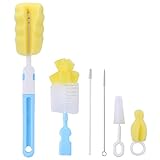 哺乳瓶ブラシセット ボトルブラシ スポンジブラシ 乳首/哺乳瓶/水筒 洗浄ブラシ 衛生なPP製 6点セット (ブルー)