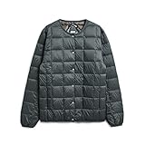 [タイオン] レディース ベーシック オーバーサイズ クルーネックボタン ダウンジャケット W104OS