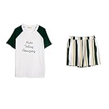 GAODUZI 夏の綿の恋人パジャマ薄い女性の夏ルーズなホームサービススポーツの男性の半袖コットンの下着（半袖+ショーツ）の韓国語版 (色 : マルチカラー まるちから゜, サイズ さいず : Ms-