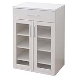 山善(YAMAZEN) 食器棚 ガラスキャビネット 引き出し付き 幅60 高さ90 ホワイト SYSK-9060DWG(WH)