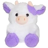 FCLEIH パープル 牛 ぬいぐるみ ソフト 抱きしめる パープル 牛 ぬいぐるみ ぬいぐるみ 9インチ グレートバースデー (パープルホワイト)