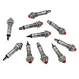 Baoblaze 3色選べる　10個入り　LED　信号光　指示灯　パイロットライト　12V DC　8mm　電気回路　各種の光指示信号用　小型家電製品　省エネ　交換用　 - 赤
