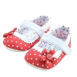 Domybest　ベビーシューズ　フォーマル　ファーストシューズ キッズ靴　女の子　水玉柄　可愛い花ついて　プリンセス風　春　夏　秋　通気性よく　軽量　柔かい赤ちゃん歩行靴　撮影　出産祝い　結婚式 発