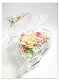 【プリザーブドフラワー／グランドピアノシリーズ】透明のグランドピアノに魔法のように咲いた薔薇と小花の優しいメロディー【リボンラッピング付き 送料無料】