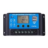 Sun YOBA LCDディスプレイ DC　PWM　デュアルUSBポートソーラー充電コントローラー 20A 12V/24Vオートスイッチ