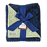 MEG Original Green & Navy Blue Minky Dot Baby Boy Blanket by MEG Original