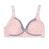 LUERME 授乳ブラジャー 妊婦ブラ 下着 前開き　ボタン付き ノンワイヤ 授乳便利　産前産後 綿 (38, 肌色クマ)