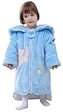 FEOYA ベビー おくるみ 新生児 幼児 寝袋 着る布団 赤ちゃん 出産祝い 防寒対策 暖かい スリーパー 袖取り外し可 足カバー付き ブルー サイズ110 0-3歳児 冬