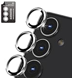 Sotarino カメラフィルムGalaxy S25 用 カメラカバー レンズ保護 【アルミ合金製+強化ガラス】 9H 強化ガラス 耐衝撃 独立型 露出オーバー防止 ギャラクシー S25 用 カメラ保護カバー 粘着性強い 貼りやすい [1枚] (シルバー)