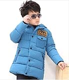 暖か ジャンパー キッズ おしゃれ 厚手加工 軽い 男の子 (140ｃｍ, ブルー)