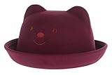 (コ-ランド) Co-land 可愛い 子供用帽子 ハット キッズ フェルトハット 耳付き くまちゃん ボーラーハット ベビーキャップ 女の子 男の子 秋冬防寒 ワイン
