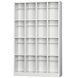 HSB-44T_スチール製 シューズボックス（ロングシューズボックス）完成品【靴箱・下駄箱：4列4段中棚付】収納 オフィス 事務所 完成品 ホワイトグレー【日本製】サイズ：W1000×D330×H1590