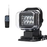 【lightronic】12V専用 狭角 50W LED リモコン サーチライト 作業灯 ワークライト 投光器 左右360°回転・上下120°首振り 強力マグネットスタンド 車/船/作業車対応 CRE