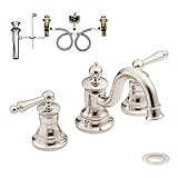 Moen KLWA-D-TS418NL Waterhill Two-Handle High-Arc Lavatory Faucet, Polished Nickel by Moen
