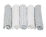 Motherhood 100 Percent Natural Cotton Muslin Wraps/Burp Cloths (Fish, 5-Piece) by Motherhood