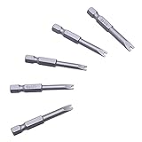 Demiawaking 5pcs 50mm 1/4 S2合金鋼 スクリュードライバビット U字型 磁気ビット