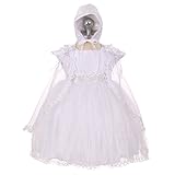Rainkids Baby GirlsホワイトキラキラチュールケープBonnet洗礼式ドレス0 – 24 m カラー: ホワイト