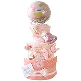 アナノカフェ うさちゃん くまちゃん 3段 おむつケーキ 【おむつ:パンパースSサイズ】うさちゃんピンク