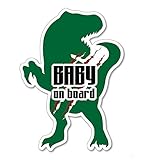 SignStore 恐竜のシルエットステッカー Baby on board 約14.5cm×10cm おしゃれ オリジナル シール かわいい ステッカー 車 日本製 防水 car_character_07_Baby (緑)