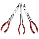 NUZAMASエクストラロングリーチプライヤー3本セット11 "（28cm）ストレート45度90度屈曲ノーズメカニカルハンドツールホーム修理キット