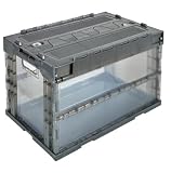 トラスコ中山(TRUSCO) α折りたたみコンテナ 収納ケース 収納ボックス 50L スライドロックフタ付 TR-SC50TMBK