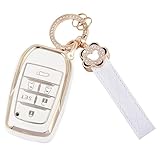 【Nacalikeey】アルファード30系 梅の花キーケース 適合トヨタ アルファード ヴェルファイア30系かわいいキーケース 後期 前期 さくらキーカバー 花キーホルダー（6ボタン，ホワイト)