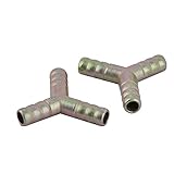 uxcell エアホースバーブ 金属 Y型 3ウェイ 10mm直径 カプラー 継手 コネクタ 2 個入り