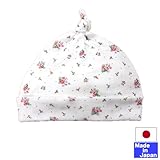 ☆日本製☆ベビー用帽子　フライス（バラの花柄）　新生児 頭回り36-39cm　綿100％ (オフホワイト)