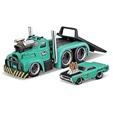 Maisto（マイスト） 1/64 マッスルマシーンズ マッスルトランスポーター ／ ミニカー ダイキャストカー 完成品 (1953 MACK B-61 フラットベッド /1968 ダッジ ダート HEMI ガッサー - グリーン 11542)