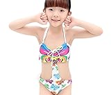 ガールズ　水着   キツズ　ワンピース 水着　水着 女児　児童　ビーチ　水着　女の子ビキニ　子供水着　スイミングウェア　女の子水着  女児　海水浴　水着　蝶々模様　連体式水着 (XXL)